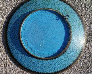 ANTIQUE JAPANESE MEIJI PERIOD CLOISONNE CHARGER PLATE RAISED BASE 12 