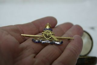 VERY OLD 15CT GOLD MILITARY SWEETHEART BROOCH - ROYAL ARTILLERY - VERY RARE L@@K 4