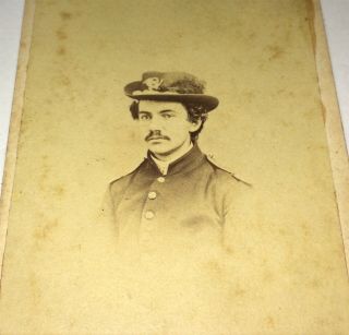 Rare Antique American Civil War Union Infantry Officer Hat Military Md Cdv Photo