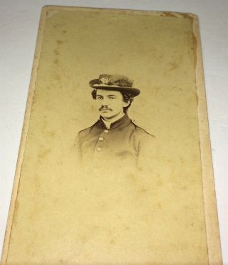 Rare Antique American Civil War Union Infantry Officer Hat Military MD CDV Photo 3