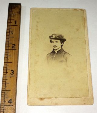 Rare Antique American Civil War Union Infantry Officer Hat Military MD CDV Photo 5