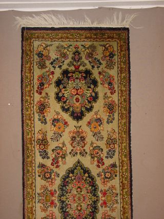 Wonderful Old Not Antique Silk Handknotted Small Runner Hg