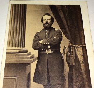 Rare Antique American Civil War Uniform Armed Officer,  Sword Military CDV Photo 3