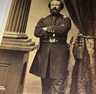 Rare Antique American Civil War Uniform Armed Officer,  Sword Military CDV Photo 4