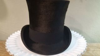 Antique Tress Company of London Felted Beaver Top Hat - Victorian Era 1800 ' s 4