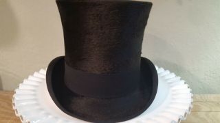 Antique Tress Company of London Felted Beaver Top Hat - Victorian Era 1800 ' s 7
