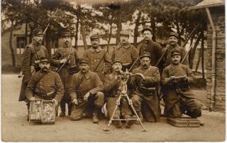 World War 1 Real Photo Post Card: French Machine Gun Squad With Equipment