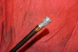 19th Century Sterling Silver Handle Walking Stick Stepped Cane Shaft