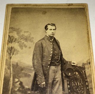 Rare Antique American Civil War Soldier,  Co.  B 27th Kepi Norfolk,  VA CDV Photo 3