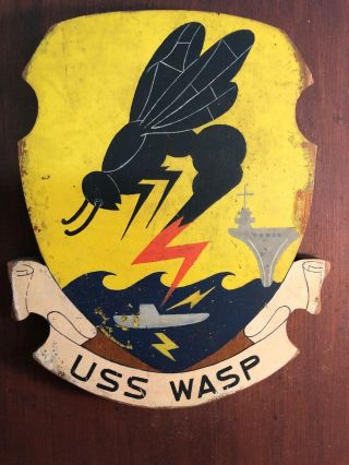 Vintage Wwii Vietnam War Us Navy Uss Wasp Aircraft Carrier Ship Plaque