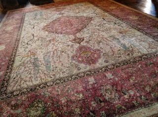 Antique Xlarge J Templeton Axminster Persian Wool Rug Hunting Animals Artnouveau