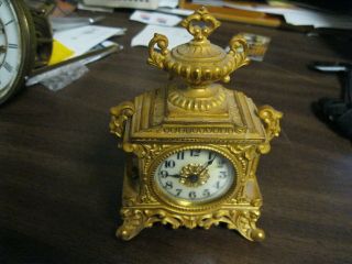 Vintage Waterbury Clock Wound Tight Heavy Fancy Case