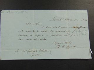 C.  1849 Autograph Letter Signed By Benjamin F.  Butler - Civil War General