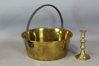 A Very Fine 18th C Brass And Wrought Iron Handle Pail Early Piece