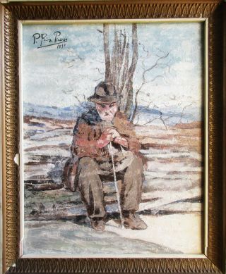 Pablo Picasso vintage rare 1897 - Oil on wood - hand signed No print 2