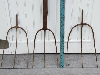 Antique 3 tine hay forks 3 total 2