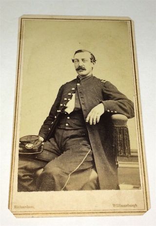 Rare Antique American Civil War Union 1st Lt Uniform Officer Infantry Cdv Photo