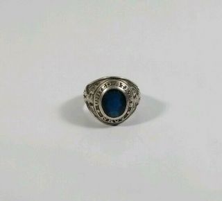 Vintage Sterling Silver United States Navy Ring Blue Stone 7.  5
