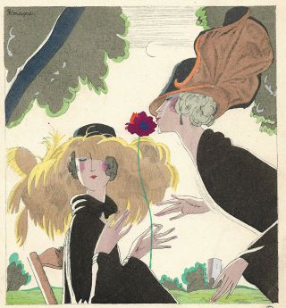 Gazette Du Bon Ton Art Deco Pochoir 1922 Flappers In Five Senses Series Fashion