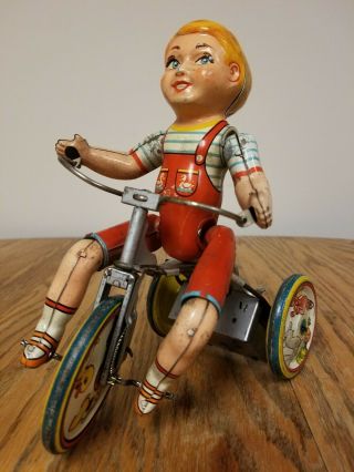 Vintage Unique Art Kiddy Cyclist Toy - Great
