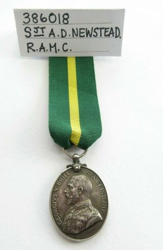 Wwi George V Territorial Force Efficiency Medal R.  A.  Medical Corps