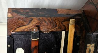 Antique TIFFANY & Co Union Square Travel Writing Box Desk Ornate Wood Brass 9