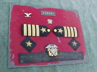 Vintage Ww2 Navy Captain Howard Badge Shoulder Boards Etc Insignia & More Item