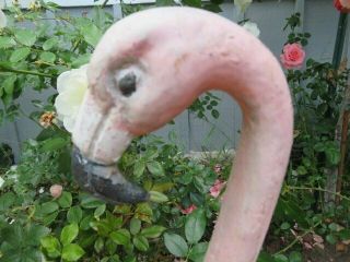 OMG PAIR Old Vintage Metal BABY PINK FLAMINGOES with Legs GARDEN DECOR 7