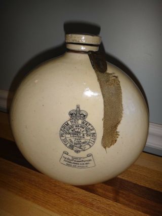 Antique Salt Glazed Stoneware Jug The PIlgrim Hot Water Bottle Early Advertising 12
