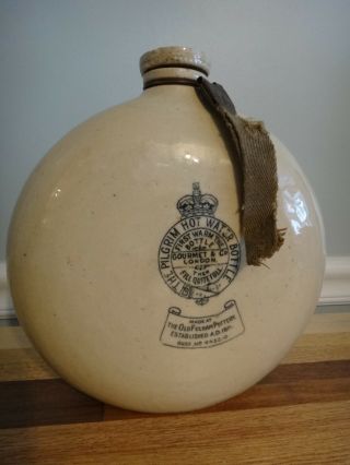 Antique Salt Glazed Stoneware Jug The PIlgrim Hot Water Bottle Early Advertising 2
