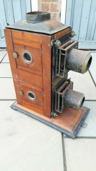 Antique Upright Double Magic Lantern Gas Light Projector Circa Late 1800 