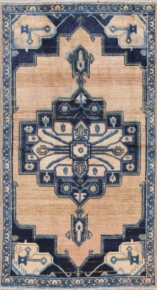 Vintage Peach Bakhtiari Persian Geometric Area Rug Distressed Oriental Wool 3x5