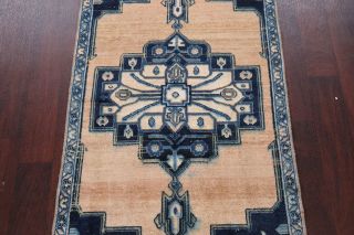 VINTAGE Peach Bakhtiari Persian Geometric Area Rug Distressed Oriental Wool 3x5 3