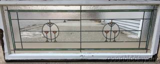 Large Antique Stained Leaded Glass Transom Window 58 " By 23 " Circa 1910