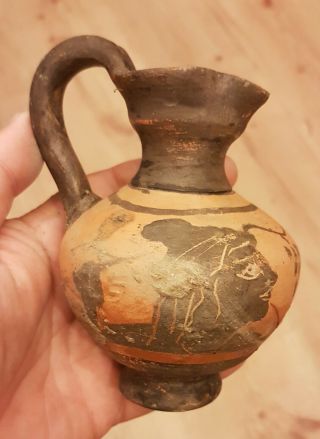 VERY RARE Pottery Thracian Black - figure Oenochoe 500 - 400 B.  C. 3