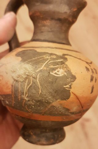 VERY RARE Pottery Thracian Black - figure Oenochoe 500 - 400 B.  C. 5