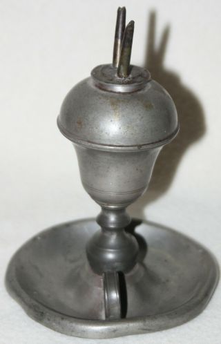 England 1820 - 1850 Two Wick Burner Pewter Whale Oil Lamp 3