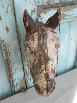 Great,  Antique 1880`s wooden horse head,  hand painted,  decorative 10