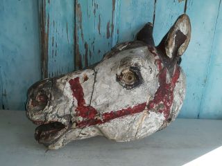 Great,  Antique 1880`s wooden horse head,  hand painted,  decorative 2