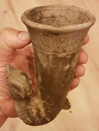 Very Rare Pottery,  Roman,  Vessel Rython,  Funeral Gift,  Circa 100 - 300 Ad.