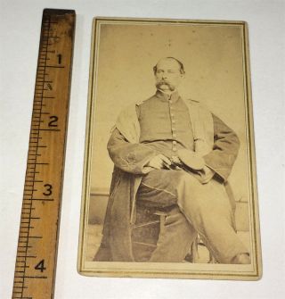 Rare Antique American Civil War Union Officer Winter Coat Rhode Island CDV Photo 6