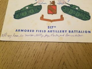 RARE 1950 US Army Germany 517th Armored Field Artillery Battalion Christmas Card 2