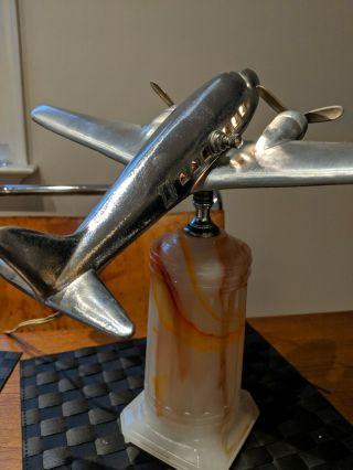 Vintage Art Deco Chrome Airplane Desk Table Lamp - & 6
