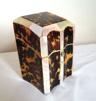 Antique Faux Tortoiseshell Mother Of Pearl Small Dressing Table Trinket Box
