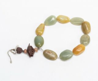 Chinese Antique Pebble Jade Prayer Beads