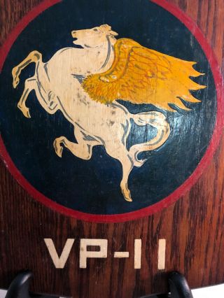 Vintage Us Navy Vp - 11 Patrol Squadron 11 - Proud Pegasus Wooden Plaque