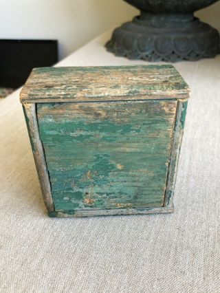 Sweet Antique Miniature Primitive Green Paint Berry Box Crate Tote c.  1910 6
