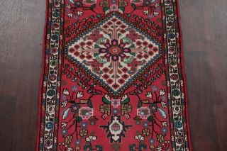 RED Vintage One - of - Kind 10 ft Runner Hamedan Persian Tribal Rug 9 ' 11 