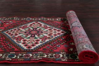 RED Vintage One - of - Kind 10 ft Runner Hamedan Persian Tribal Rug 9 ' 11 