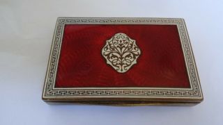 Very Fine Antique Bronze Guilloche Enamel Cigarette Card Case By Lenk Austria